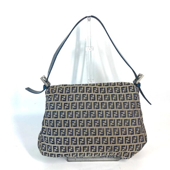 FENDI shoulder bag Mamma Baguette Zucchino Shoulder Bag Canvas/Leather Navy - Picture 8 of 14